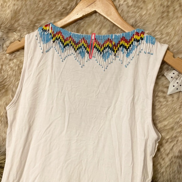 Boston Proper Beaded White Tank Top - Picture 4 of 4
